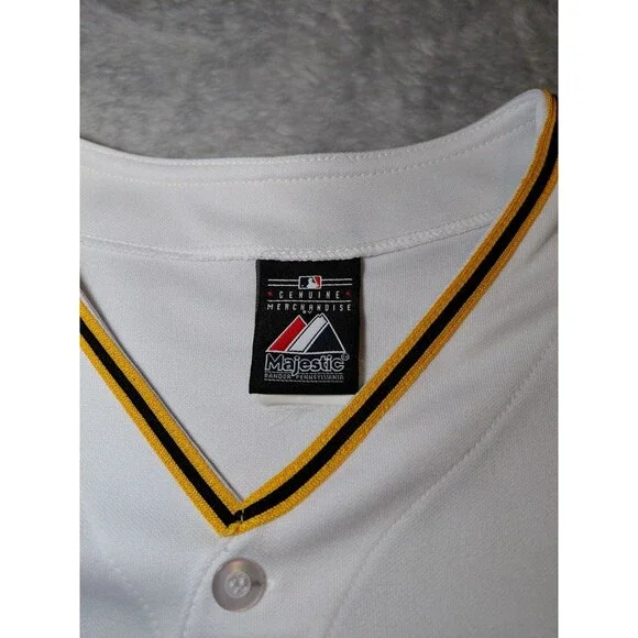 Authentic Majestic Pittsburgh Pirates Youth White Jersey Large - Genuine MLB - Picture 3 of 8